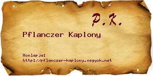 Pflanczer Kaplony névjegykártya